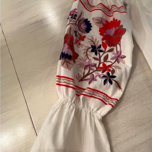 Free People White and Pink Smocked Blouse Boho - Picture 3 of 5